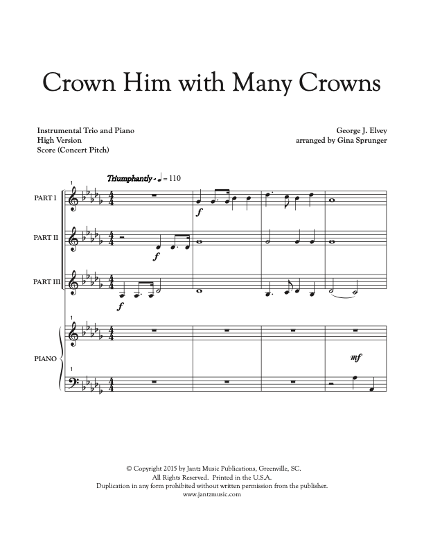Crown Him with Many Crowns - Combined Set of Flute/Clarinet/Alto Saxophone Trios