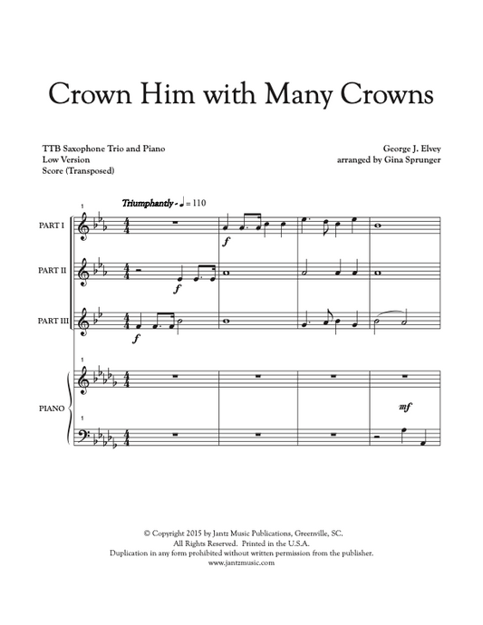 Crown Him with Many Crowns - TTB Saxophone Trio