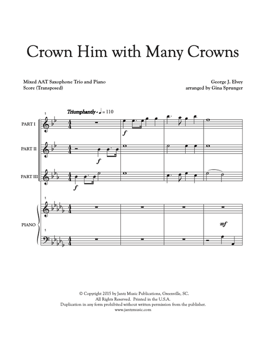 Crown Him with Many Crowns - AAT Saxophone Trio