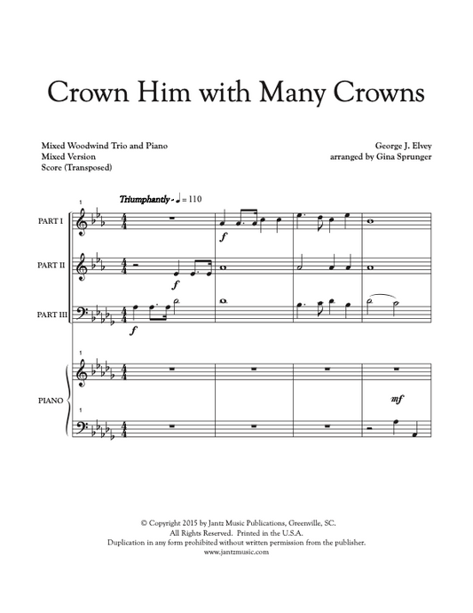 Crown Him with Many Crowns - Mixed Woodwind Trio