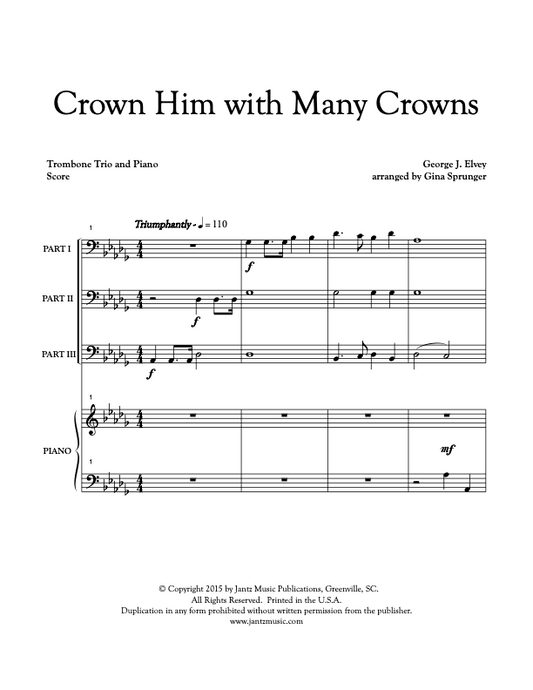 Crown Him with Many Crowns - Trombone Trio