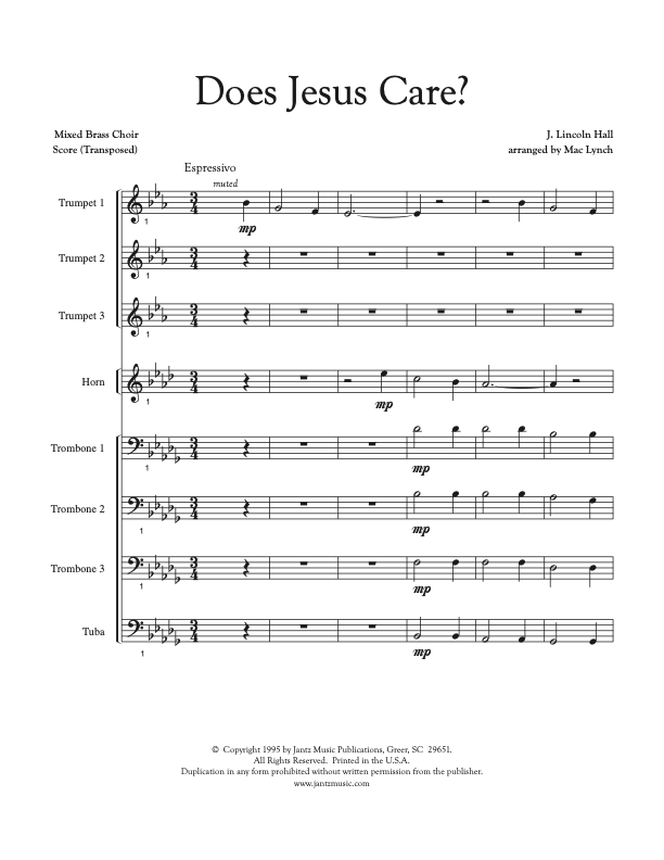Does Jesus Care? - Mixed Brass Choir (313.01)