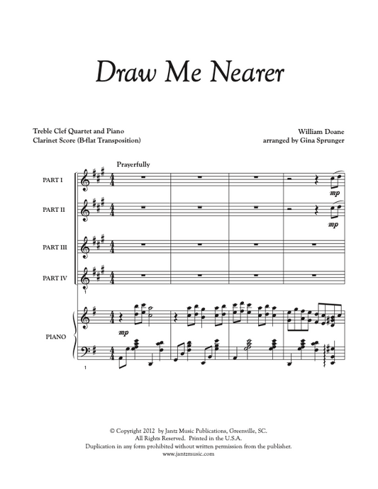 Draw Me Nearer - Clarinet Quartet