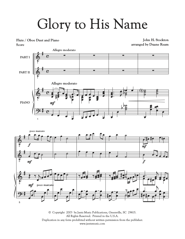 Glory to His Name - Flute/Oboe Duet