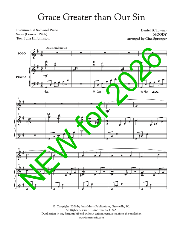 Grace Greater Than Our Sin - Combined Set of All Solo Instrument Options