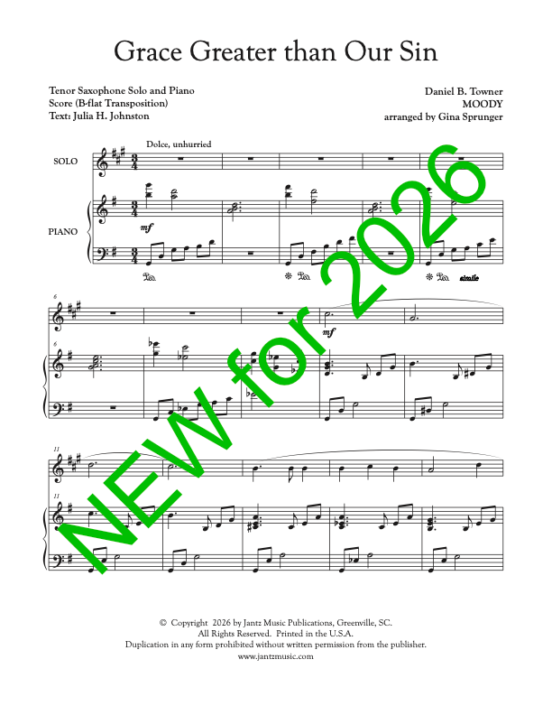 Grace Greater Than Our Sin - Tenor Saxophone Solo