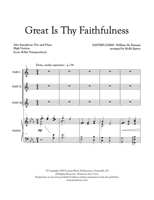 Great Is Thy Faithfulness - Alto Saxophone Trio