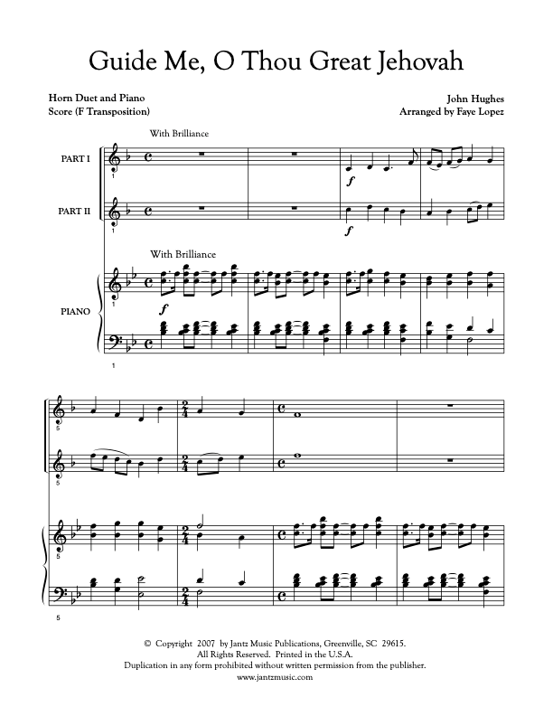 Guide Me, O Thou Great Jehovah - Horn Duet