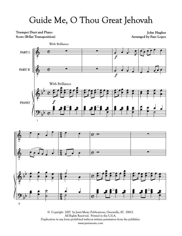 Guide Me, O Thou Great Jehovah - Trumpet Duet