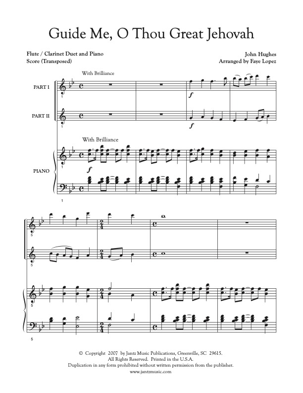 Guide Me, O Thou Great Jehovah - Flute/Clarinet Duet