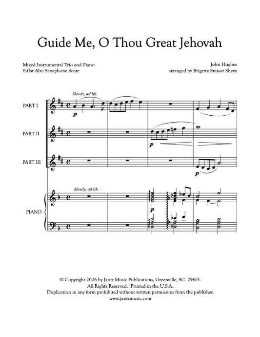 Guide Me, O Thou Great Jehovah - Alto Saxophone Trio