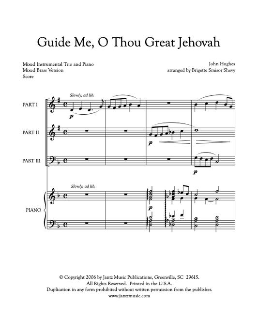 Guide Me, O Thou Great Jehovah - Mixed Brass Trio