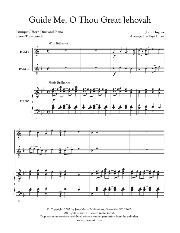 Guide Me, O Thou Great Jehovah - Trumpet/Horn Duet