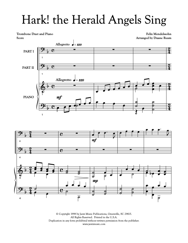 Hark! the Herald Angels Sing - Trombone Duet