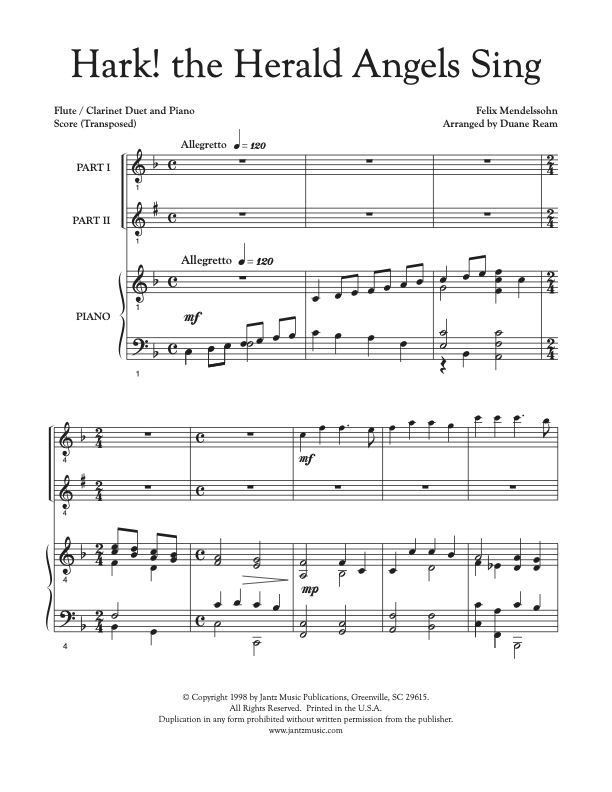 Hark! the Herald Angels Sing - Flute/Clarinet Duet