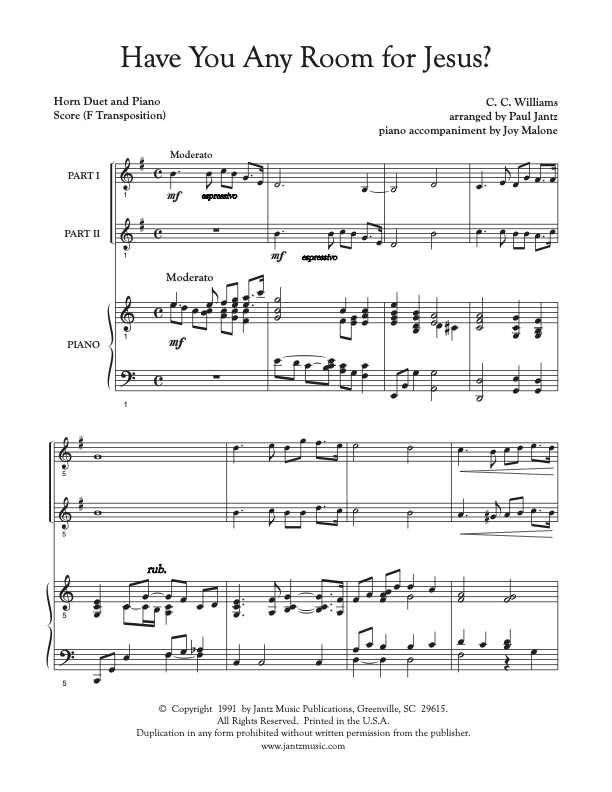 Have You Any Room for Jesus? - Horn Duet