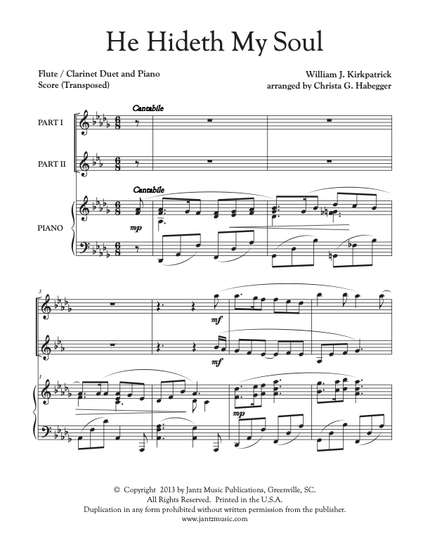 He Hideth My Soul - Flute/Clarinet Duet
