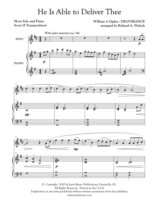 He Is Able to Deliver Thee - Horn Solo