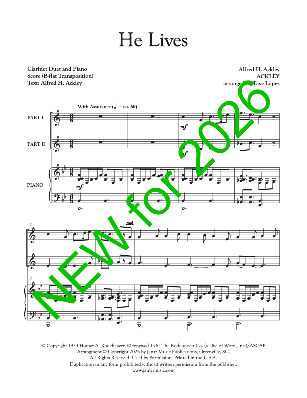 He Lives - Clarinet Duet