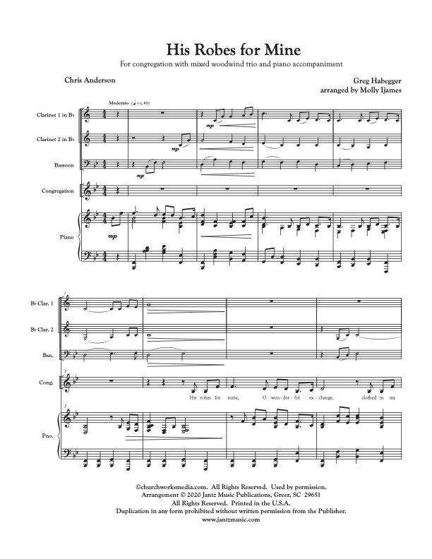 His Robes for Mine - Mixed Woodwind Trio Accompaniment