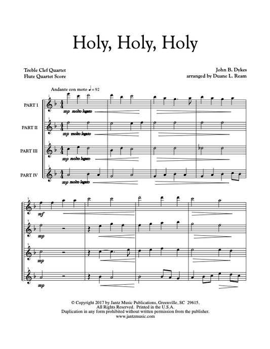 Holy, Holy, Holy - Flute Quartet, unaccompanied