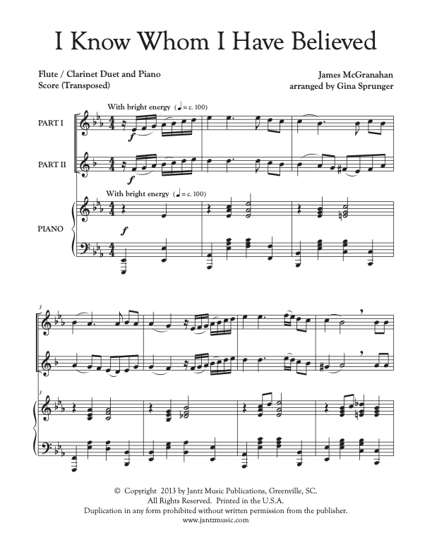 I Know Whom I Have Believed - Flute/Clarinet Duet