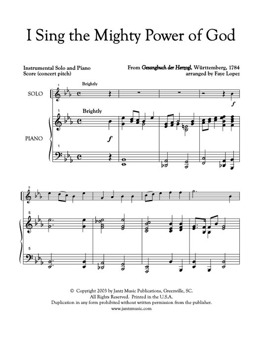 I Sing the Mighty Power of God - Combined Set of All Solo Instrument Options