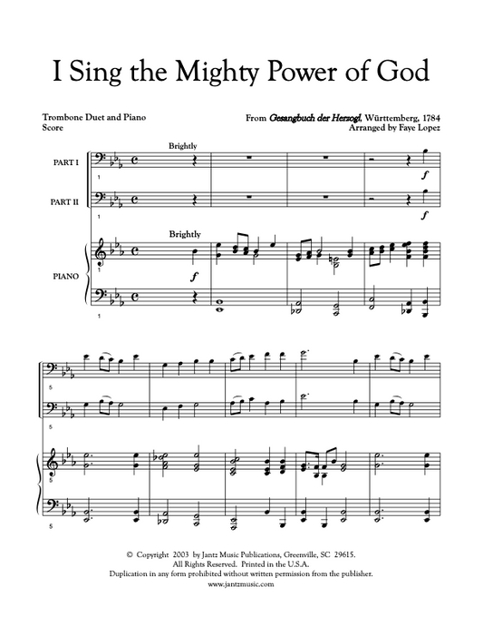 I Sing the Mighty Power of God - Trombone Duet