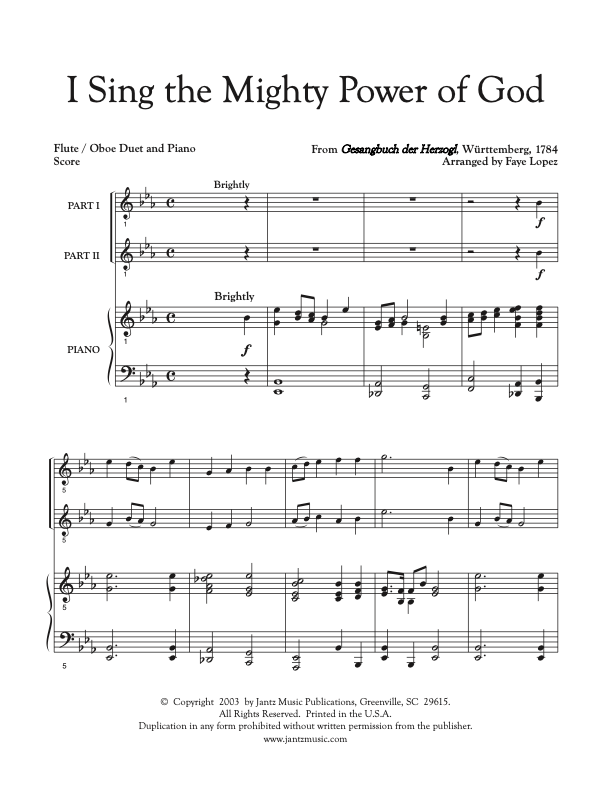 I Sing the Mighty Power of God - Flute/Oboe Duet