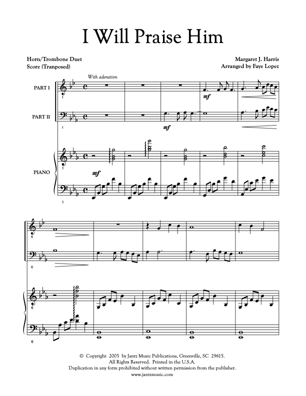 I Will Praise Him - Horn/Trombone Duet