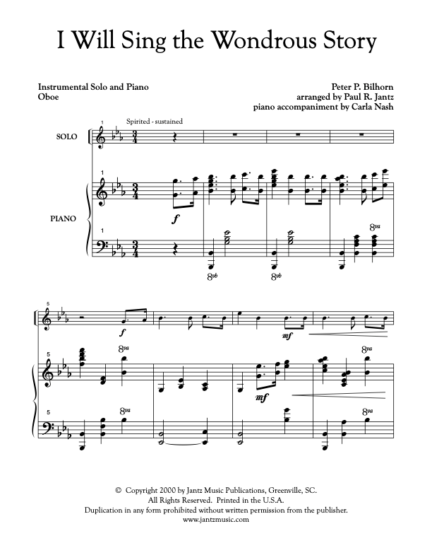 I Will Sing the Wondrous Story - Oboe Solo