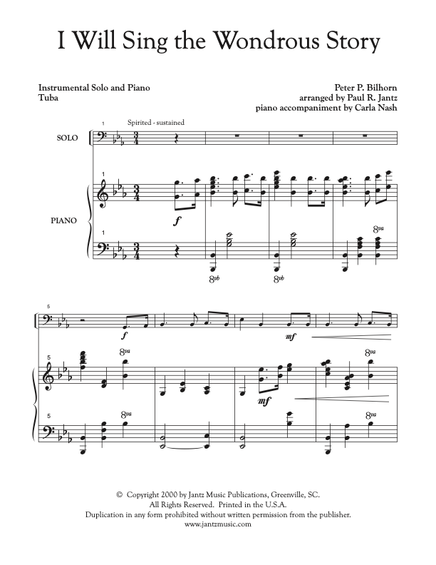 I Will Sing the Wondrous Story - Tuba Solo