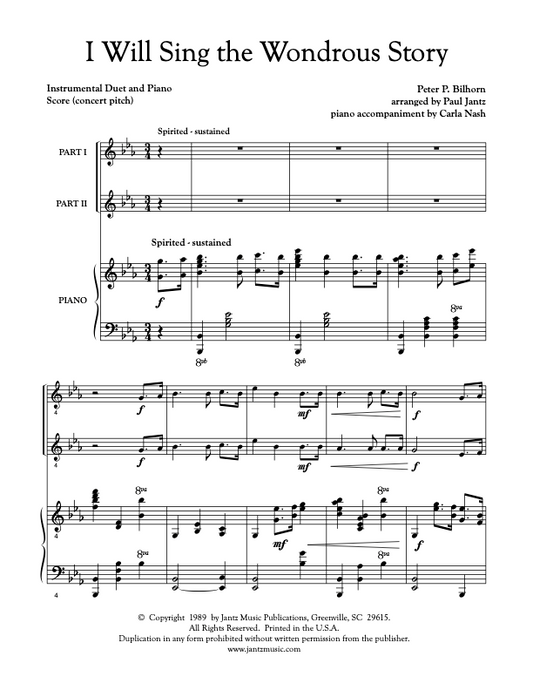 I Will Sing the Wondrous Story - Combined Set of All Duet Instrument Options