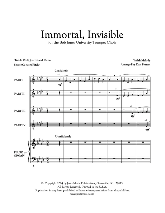 Immortal, Invisible, God Only Wise - Combined Set of Clarinet/Trumpet Quartets w/ opt. organ