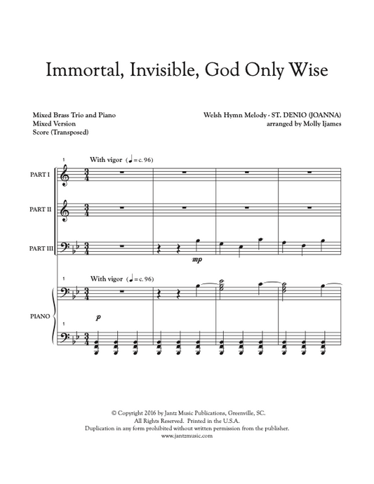 Immortal, Invisible, God Only Wise - Mixed Brass Trio