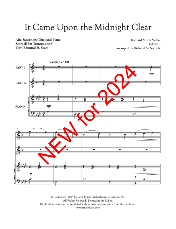 It Came Upon the Midnight Clear - Alto Saxophone Duet