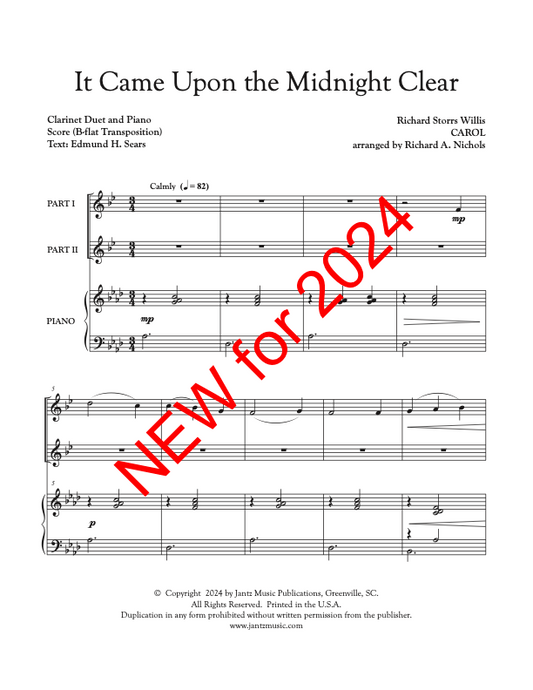 It Came Upon the Midnight Clear - Clarinet Duet