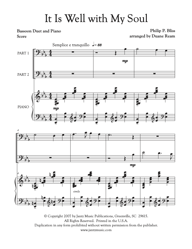 It Is Well with My Soul - Bassoon Duet