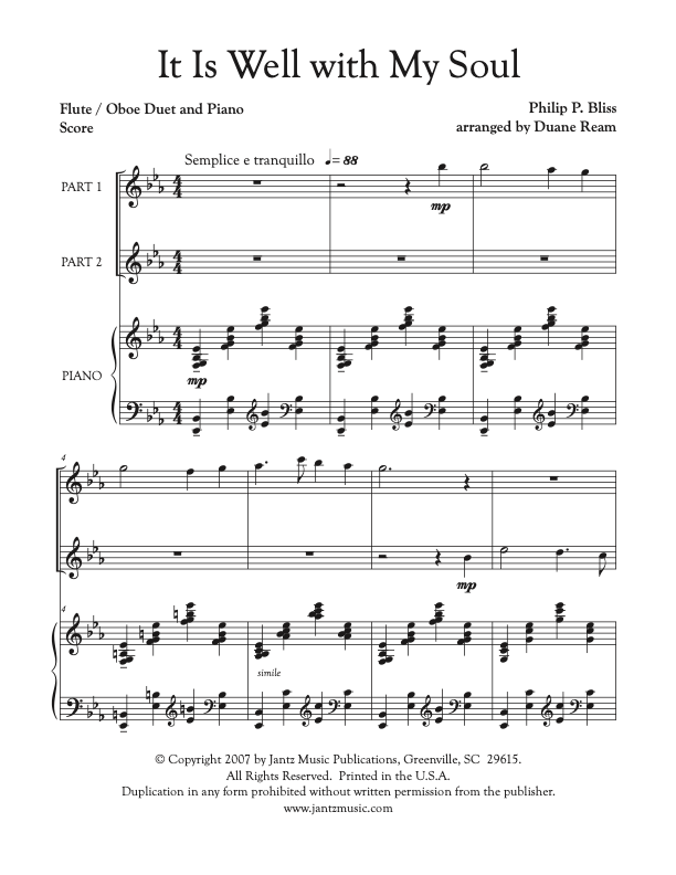 It Is Well with My Soul - Flute/Oboe Duet