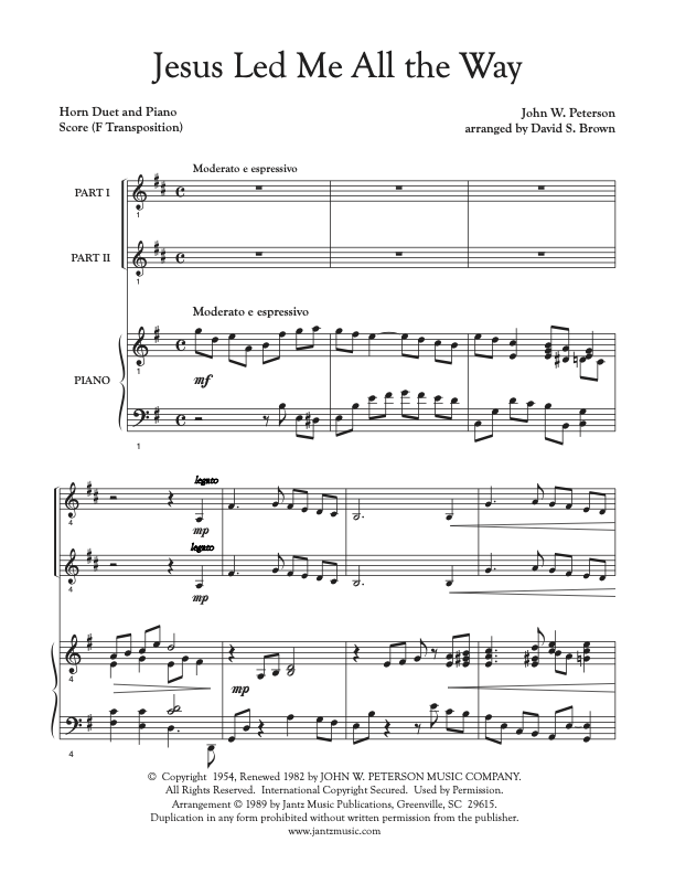 Jesus Led Me All the Way - Horn Duet