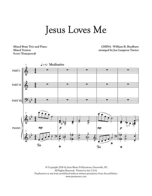 Jesus Loves Me - Mixed  Brass Trio