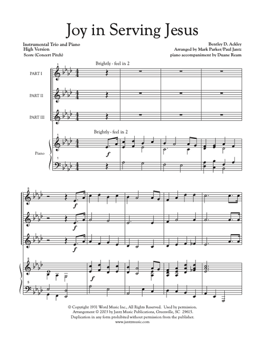 Joy in Serving Jesus - Combined Set of Flute/Clarinet/Alto Saxophone Trios