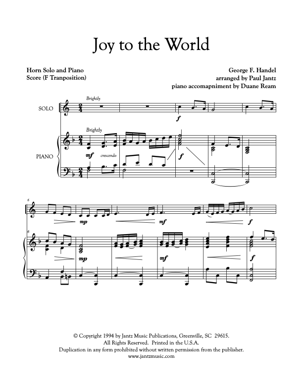 Joy to the World - Horn Solo