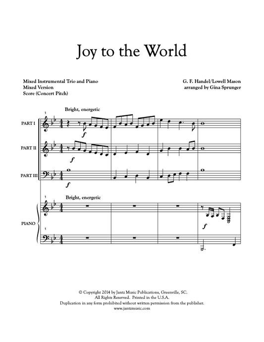 Joy to the World - Combined Set of Mixed Brass & Mixed Woodwind Trios