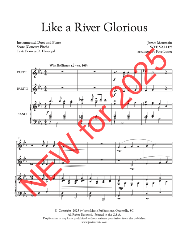 Like a River Glorious - Combined Set of All Duet Instrument Options