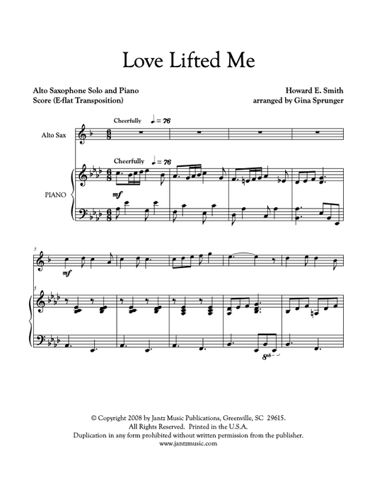 Love Lifted Me - Alto Saxophone Solo