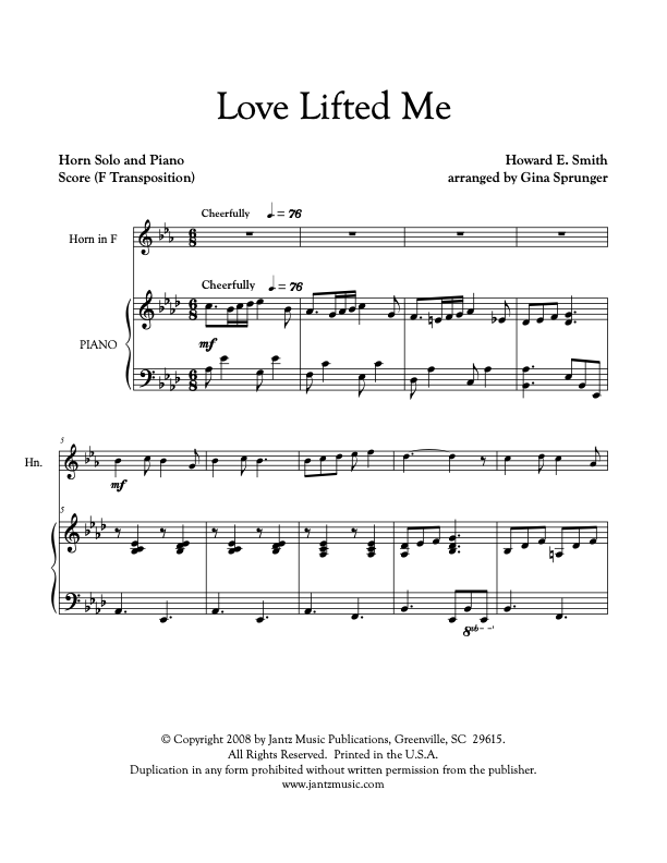 Love Lifted Me - Horn Solo