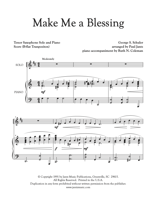 Make Me a Blessing - Tenor Saxophone Solo