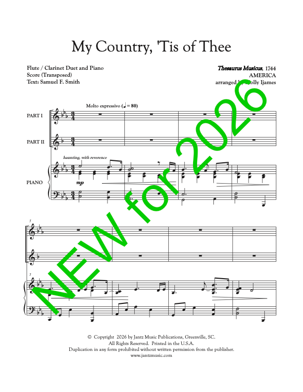 My Country, 'Tis of Thee - Flute/Clarinet Duet