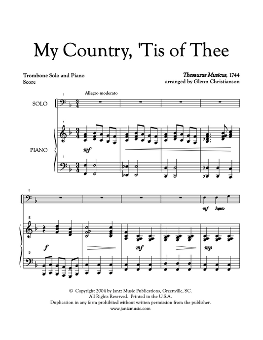 My Country, 'Tis of Thee - Trombone Solo